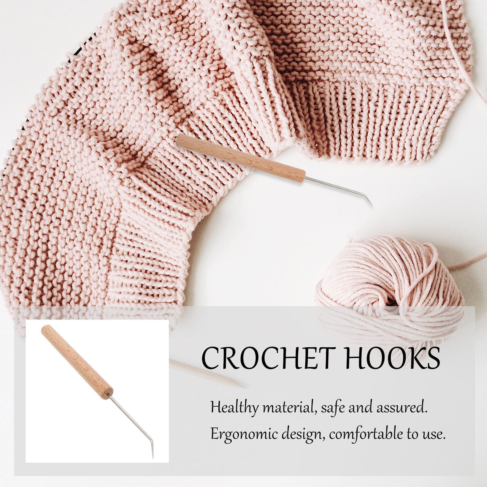 Wooden Crochet Hooks Ergonomic Handle - 1 pièce : crochets à crochet