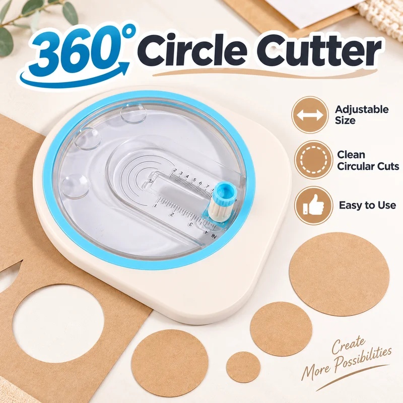 Scrapbooking - 360 ° Coupe-papier circulaire rotatif, réglable